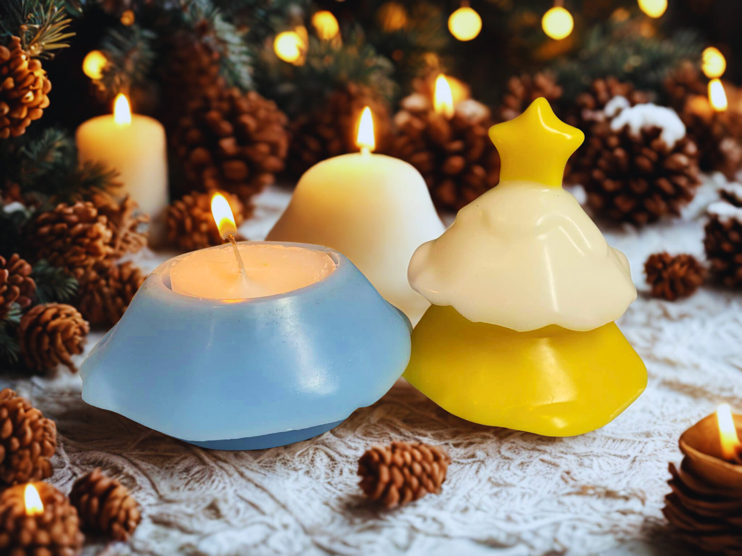 Three-Color Christmas Tree Candle Set - WC108