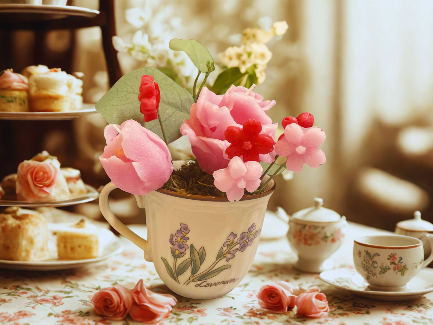 Rose Garden Teacup Candle -FA108