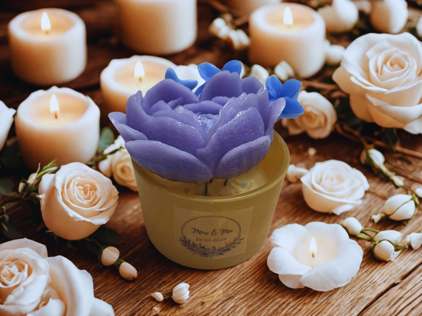 Blue Blossom Candle Pot - WF111