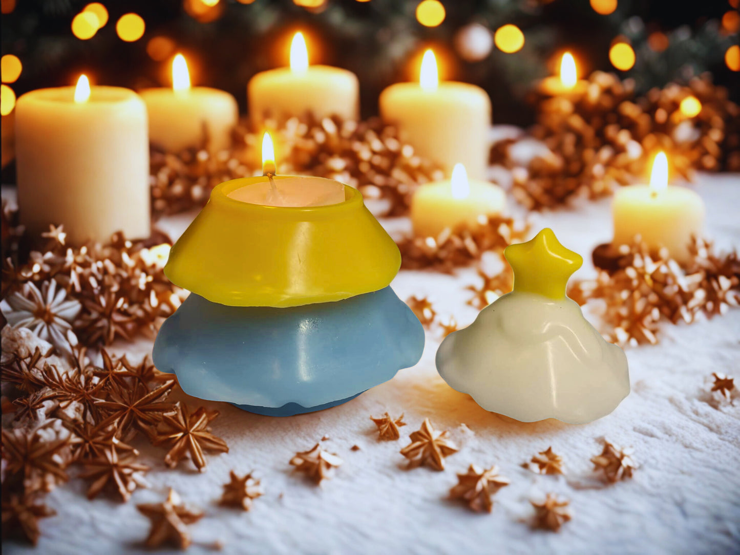 Three-Color Christmas Tree Candle Set - WC108