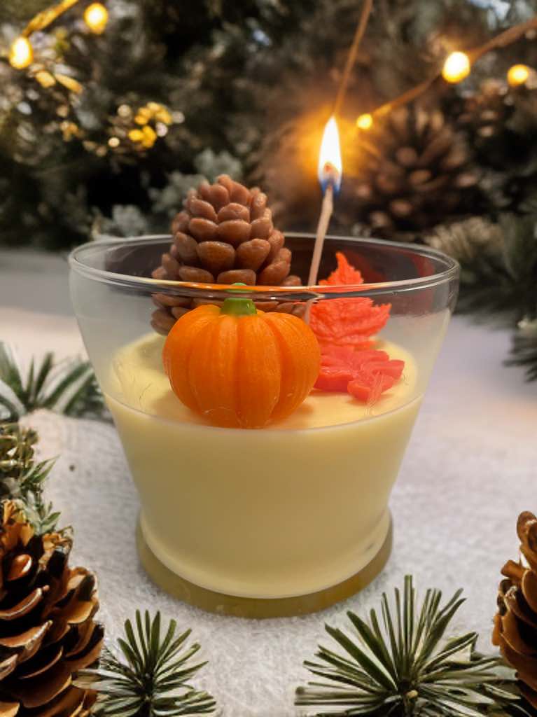 Pinecone Pumpkin Autumn Candle