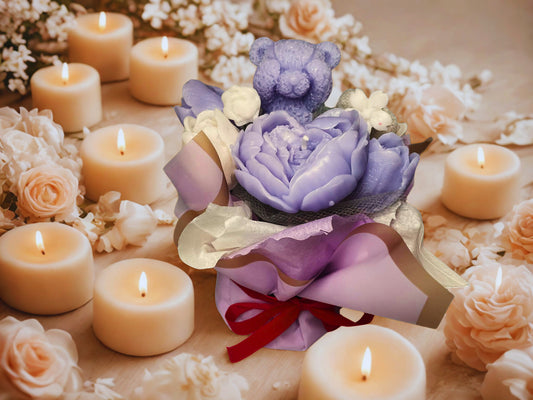 Lavender Bear Candle Bouquet - LC104