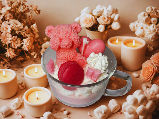 Sweetheart Bear Strawberry Mousse Candle - LC106