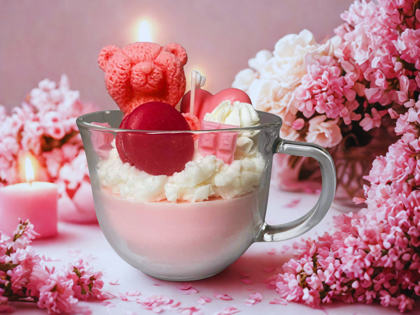 Sweetheart Bear Strawberry Mousse Candle - LC106