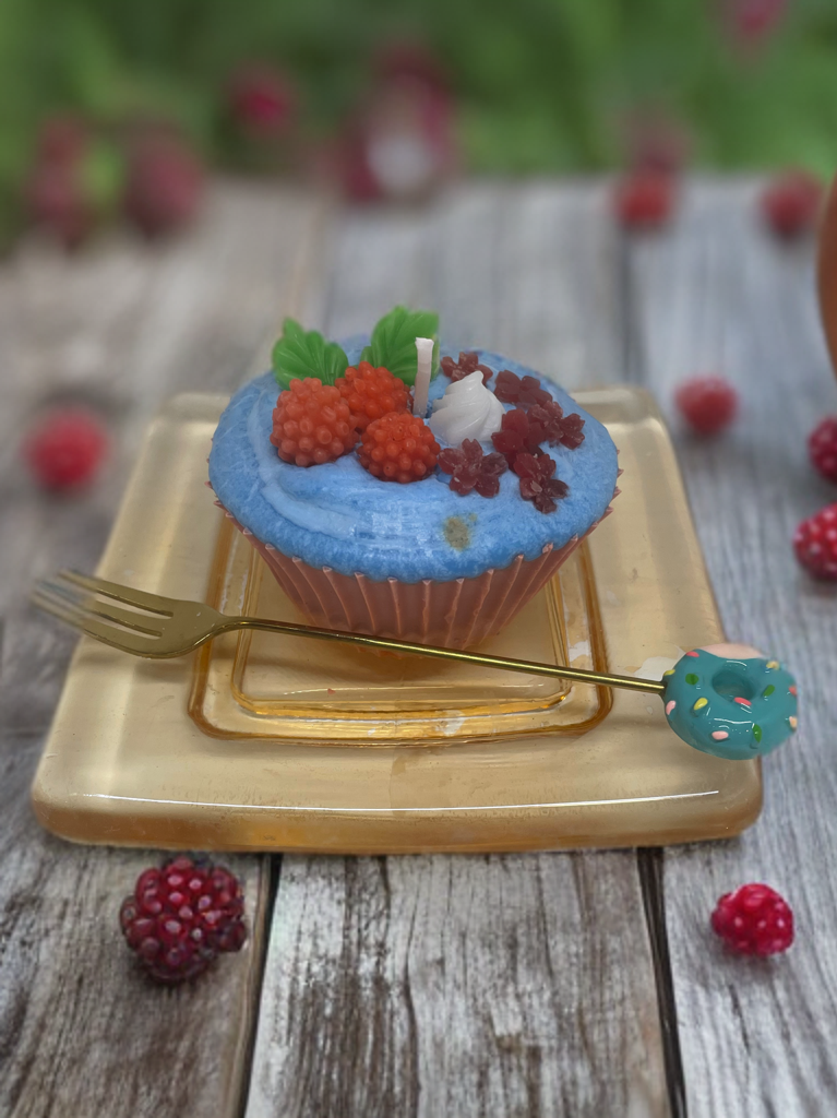 Berry Blue Cupcake Candle