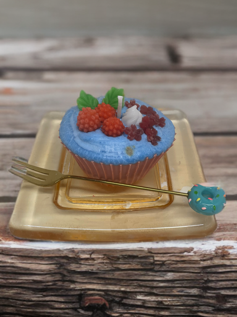 Berry Blue Cupcake Candle