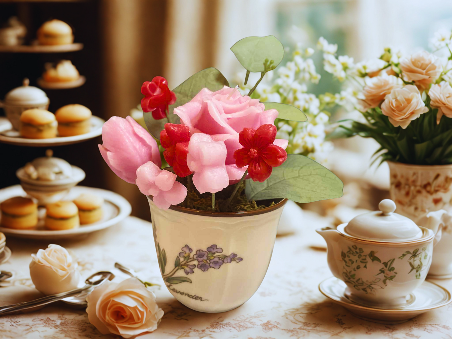 Rose Garden Teacup Candle -FA108